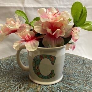 “Love The Moment” By Natural Life Coffee Mug Monogram Initial Letter C